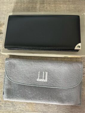 Dunhill Black Leather Continental Wallet with Silver Accent